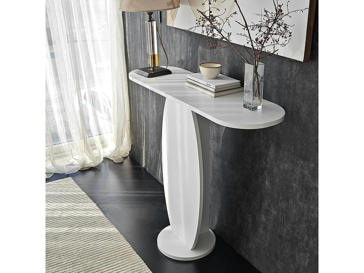 Console d'entrée blanche design organique 100 cm MARFA