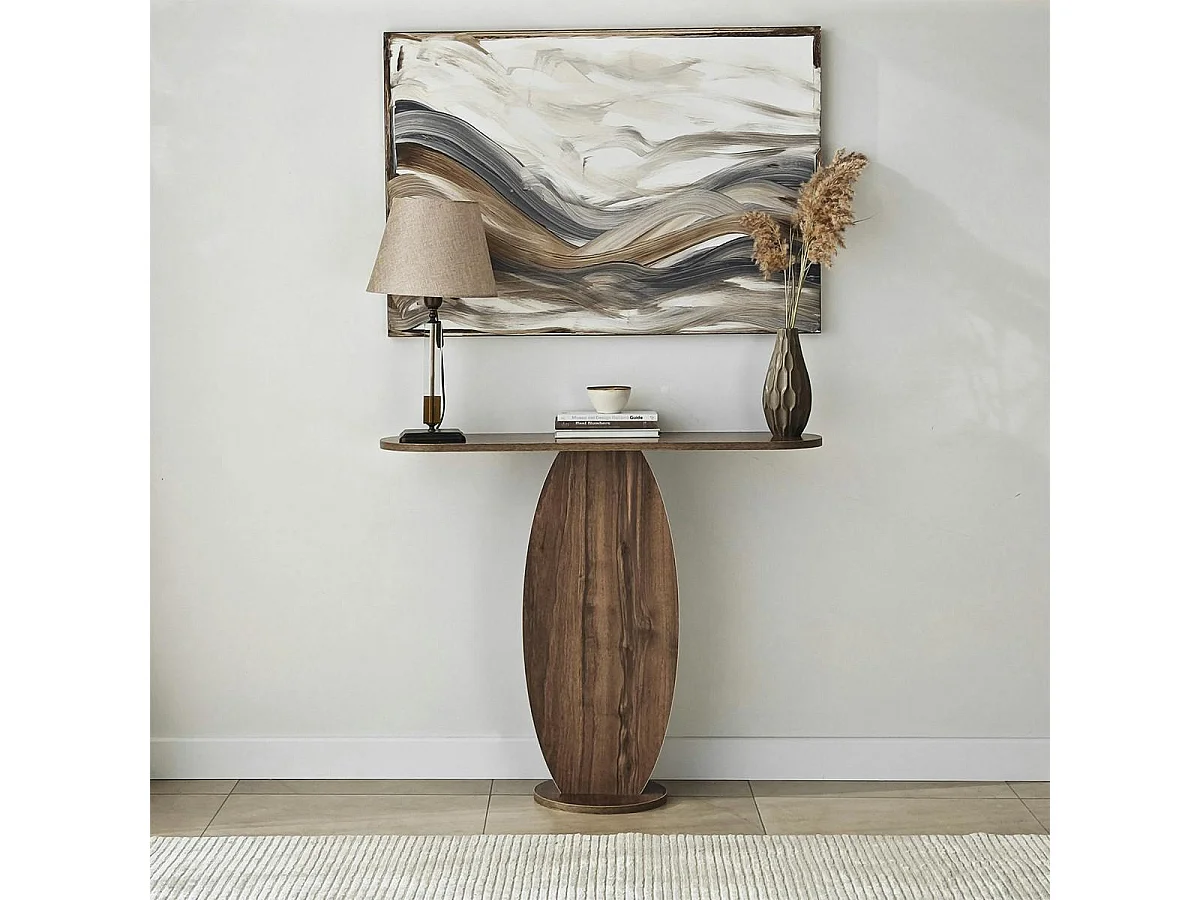 Console d'entrée design organique effet bois foncé MARFA