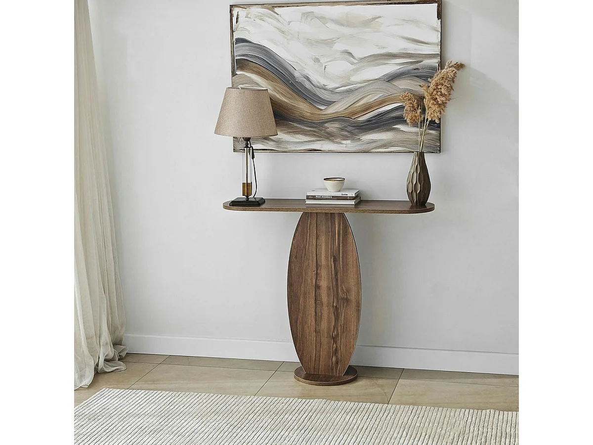 Console d'entrée design organique effet bois foncé MARFA