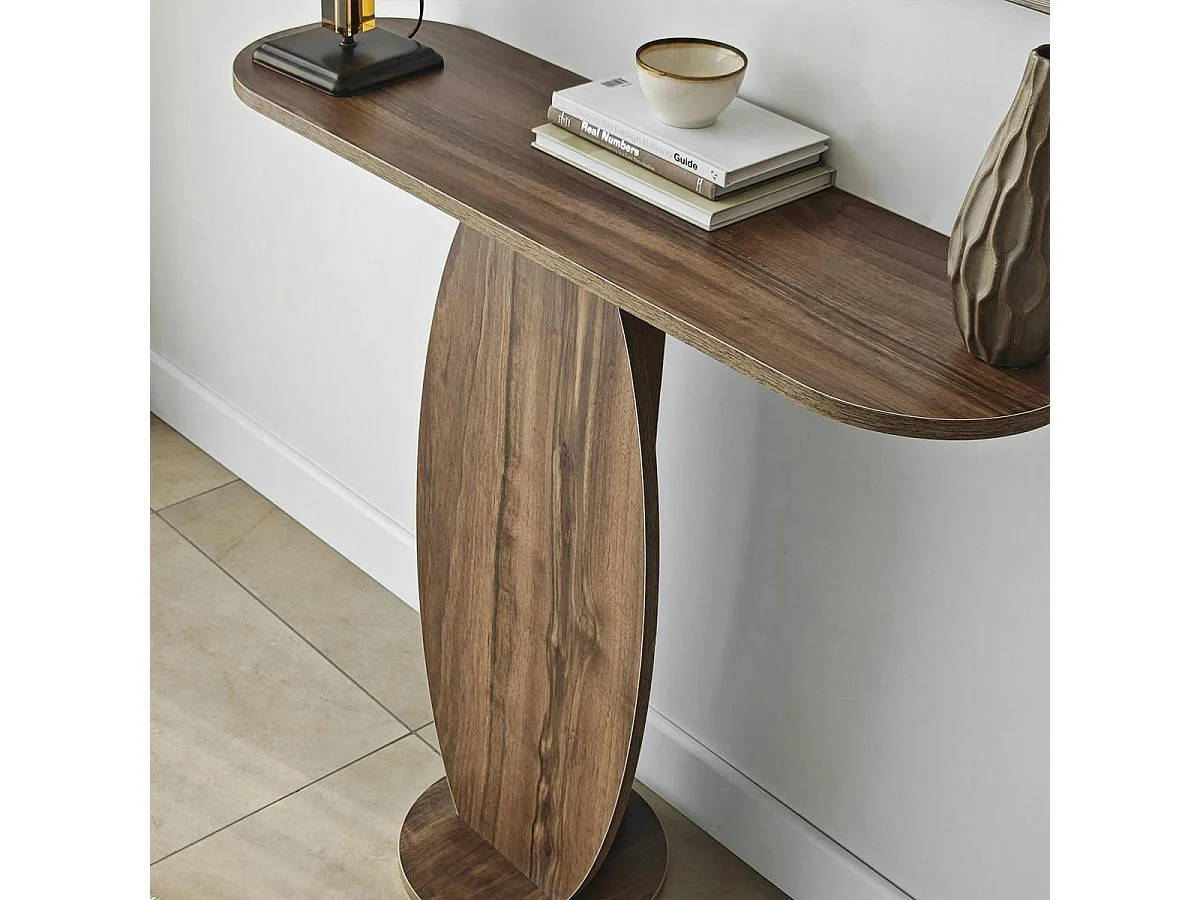 Console d'entrée design organique effet bois foncé MARFA