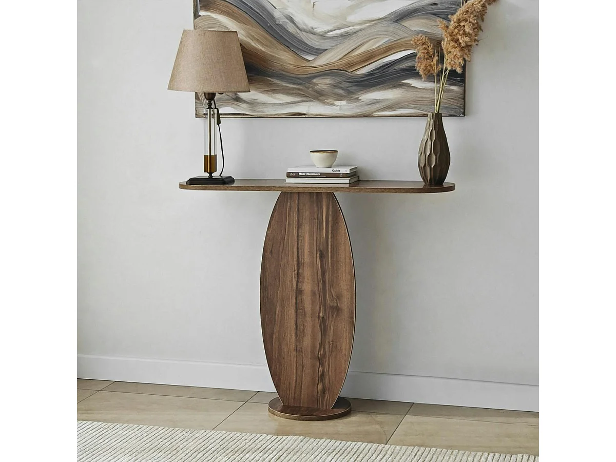 Console d'entrée design organique effet bois foncé MARFA