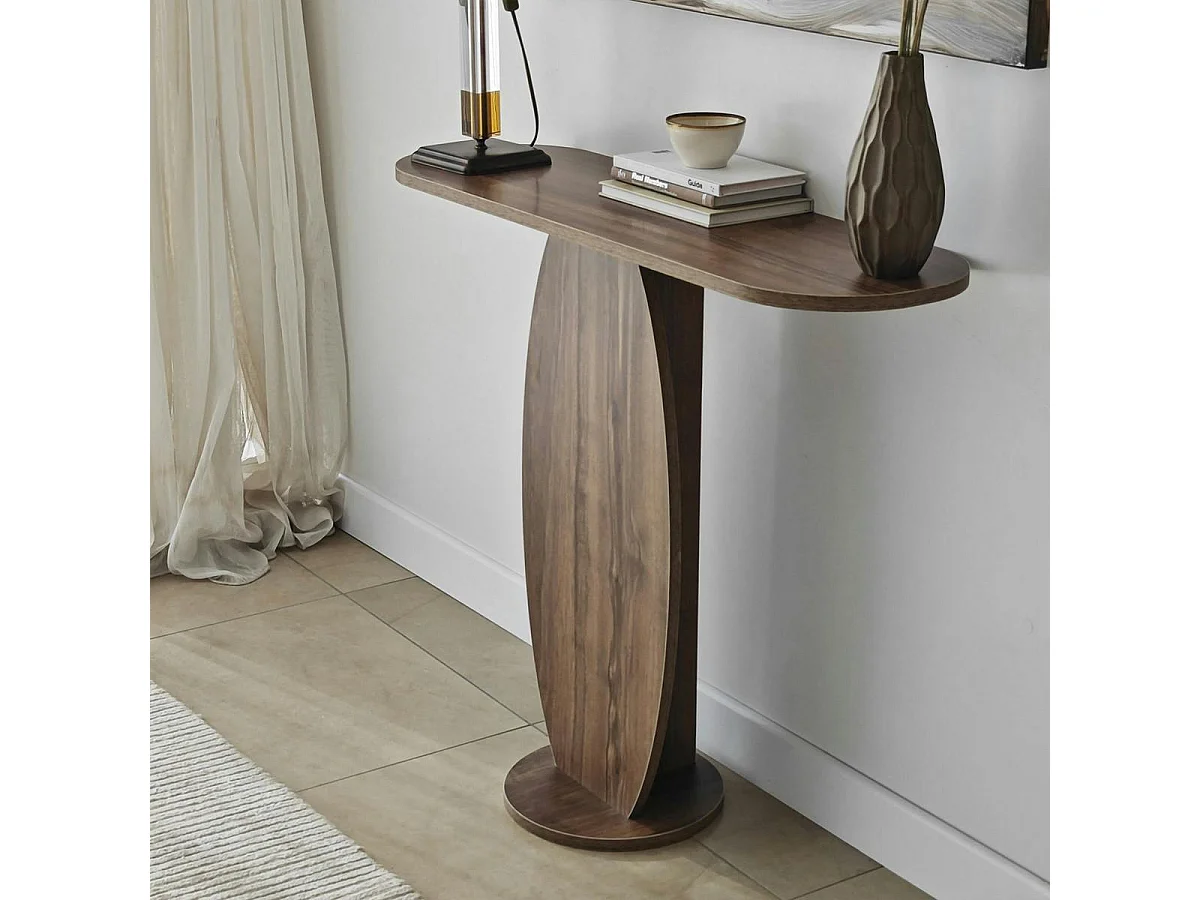 Console d'entrée design organique effet bois foncé MARFA