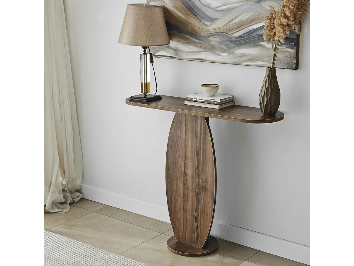 Console d'entrée design organique effet bois foncé MARFA