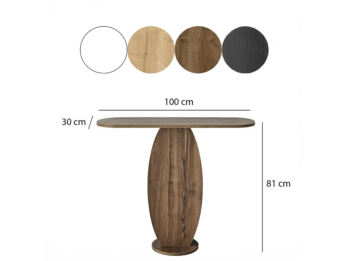 Console d'entrée design organique effet bois foncé MARFA