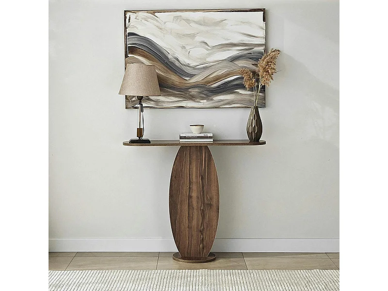 Console d'entrée design organique effet bois foncé MARFA