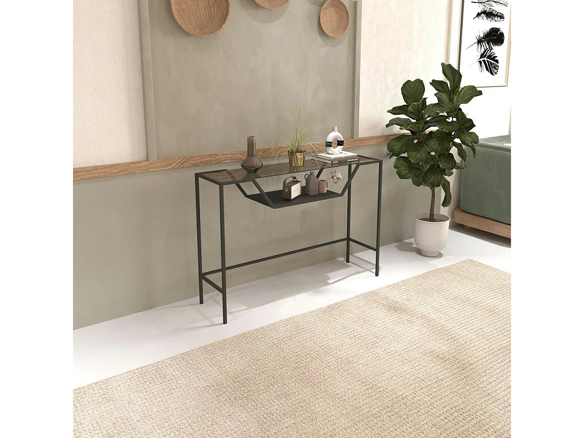 Console d'entrée design – métal & verre fumé TULUM