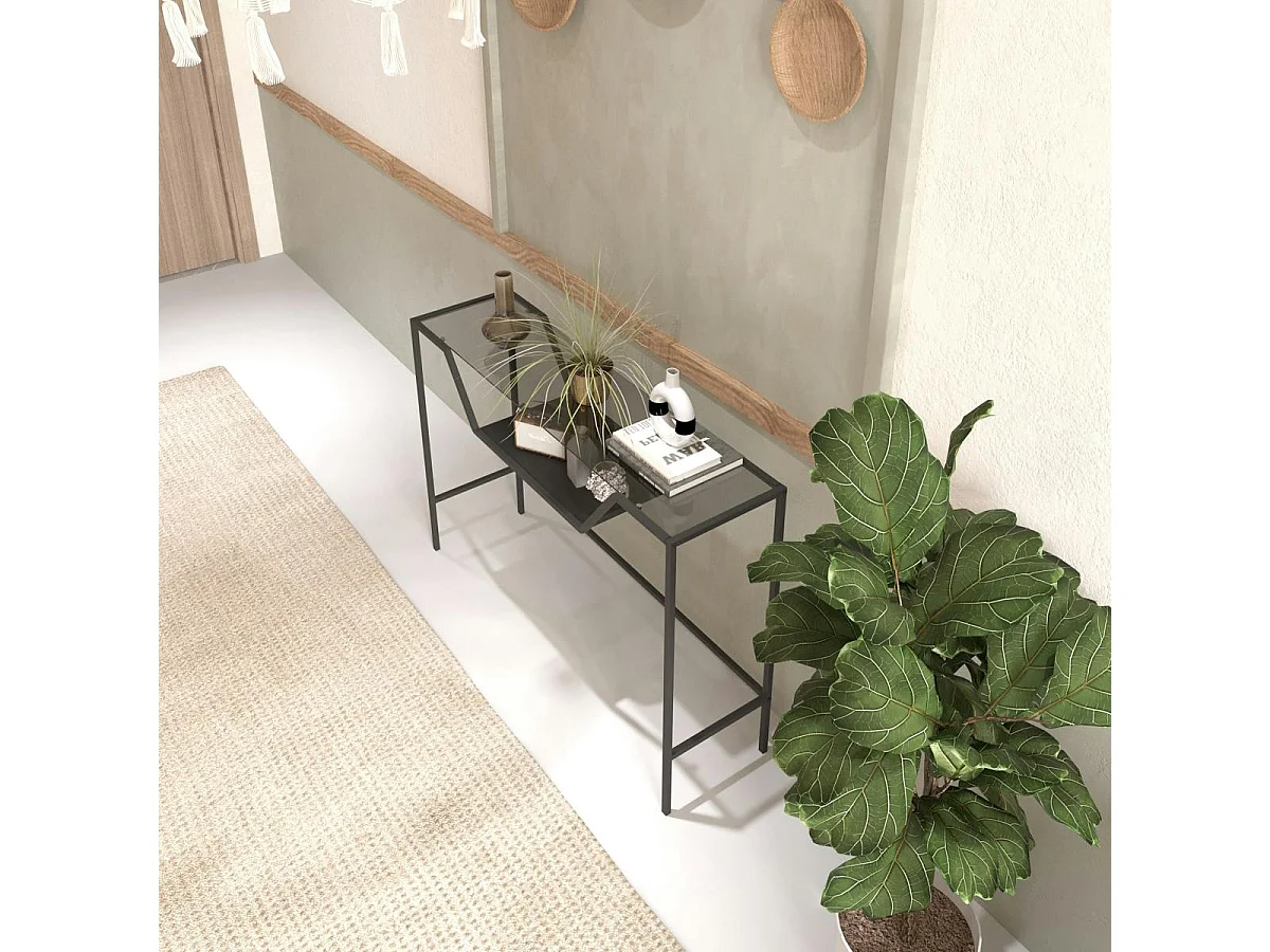 Console d'entrée design – métal & verre fumé TULUM