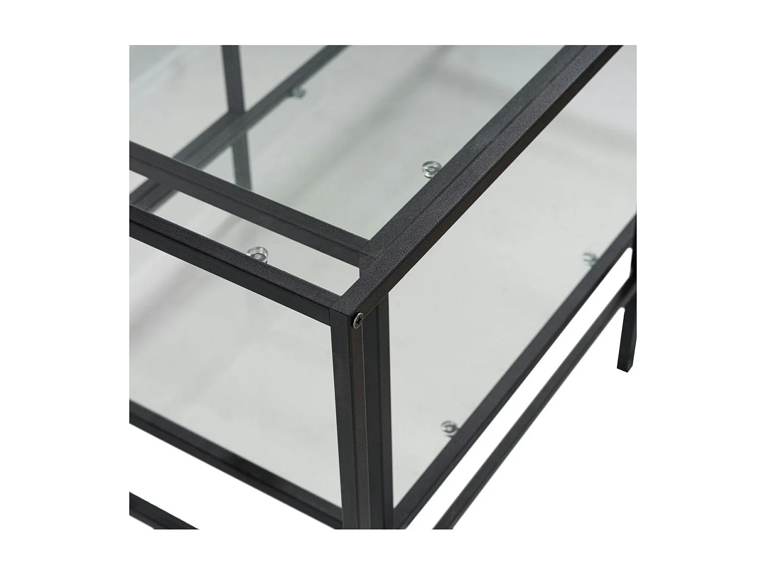 Table basse gigogne en verre à cadre noir (lot de 2) TULUM