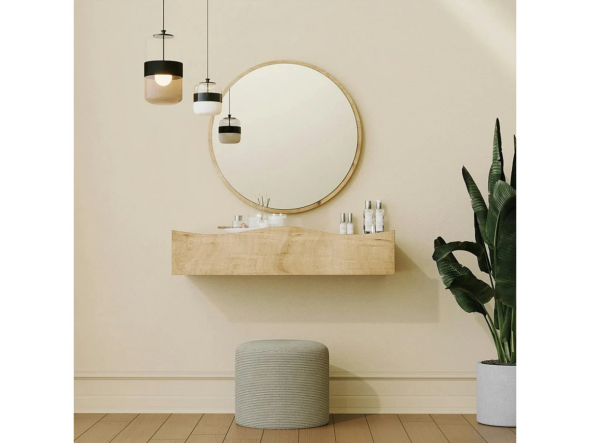 Coiffeuse murale scandinave avec miroir, 2 tiroirs MARFA