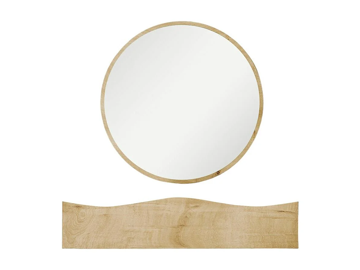 Coiffeuse murale scandinave avec miroir, 2 tiroirs MARFA