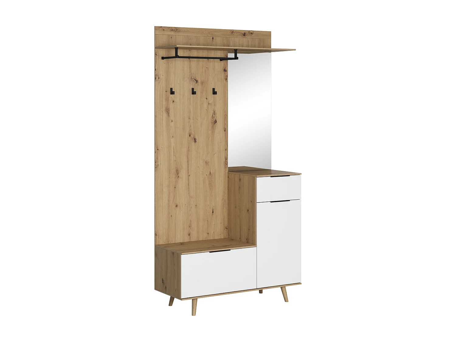 Mueble de entrada Nordic A roble artesanal / blanco 100 cm