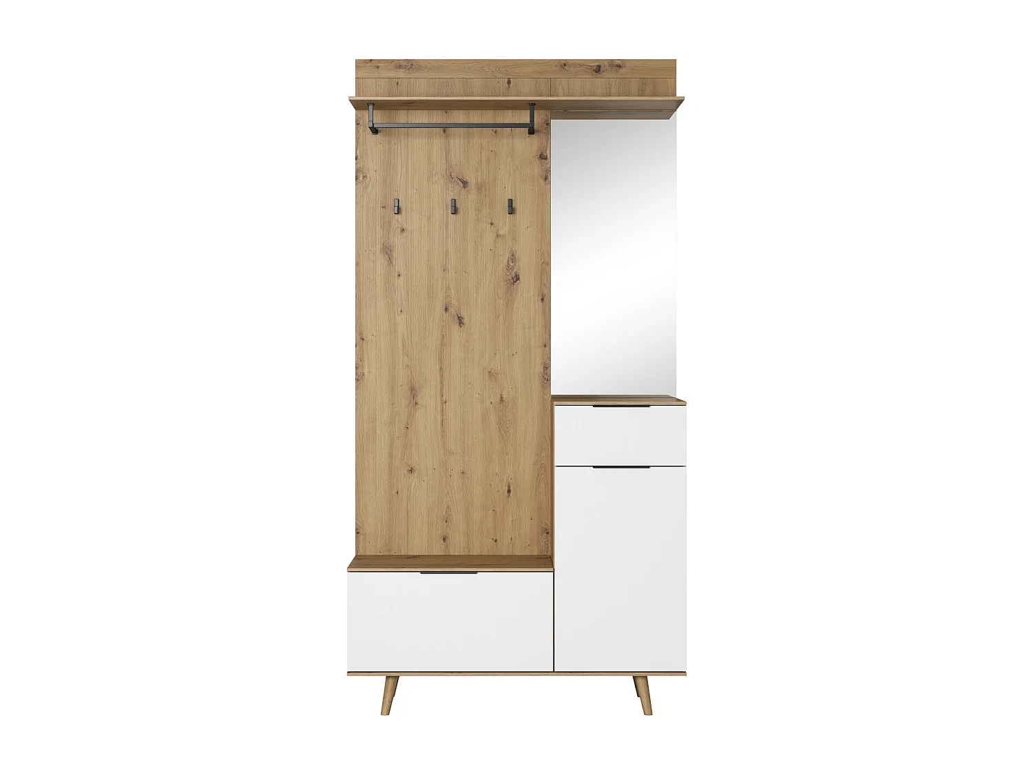 Mueble de entrada Nordic A roble artesanal / blanco 100 cm