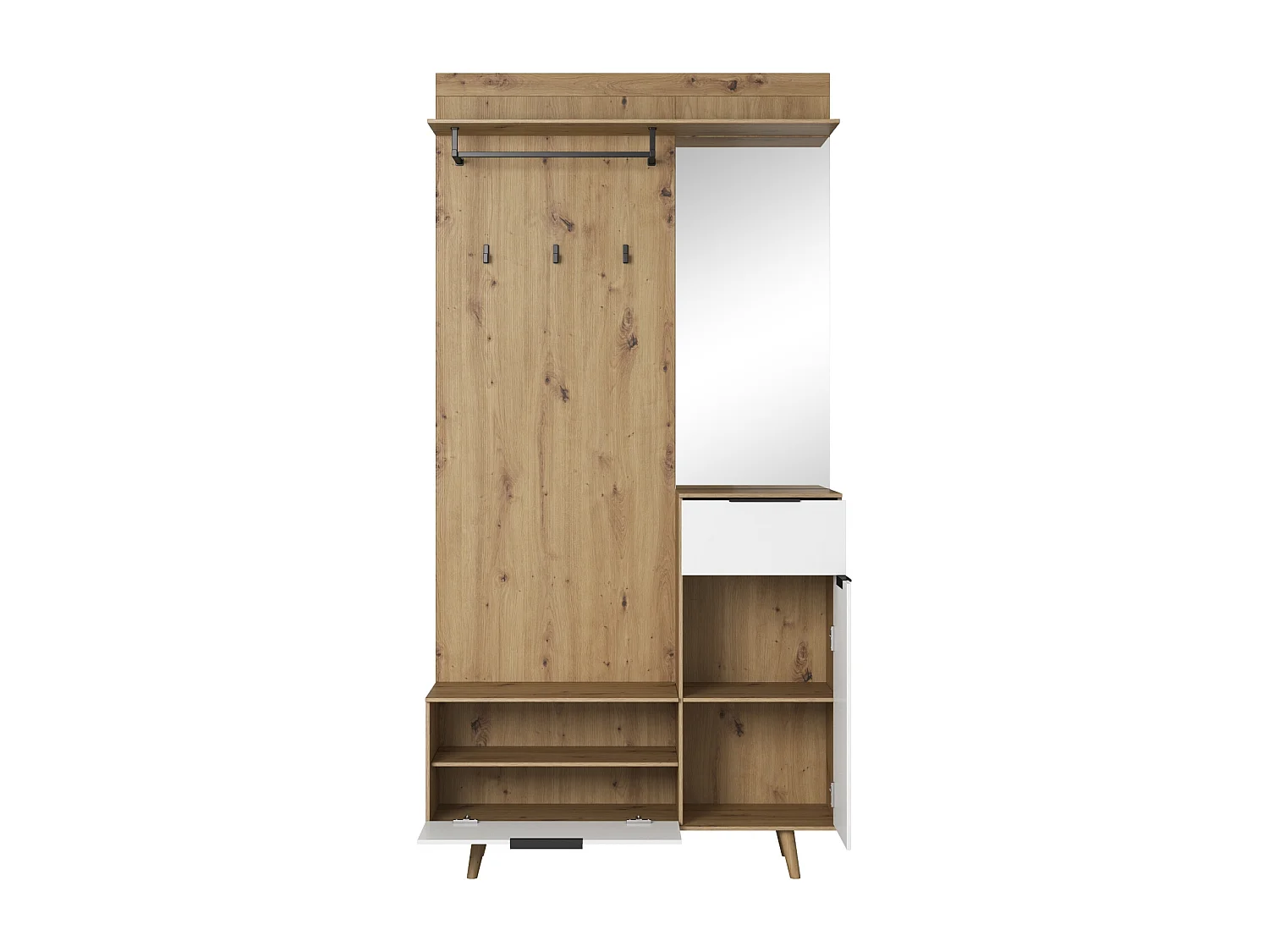 Mueble de entrada Nordic A roble artesanal / blanco 100 cm