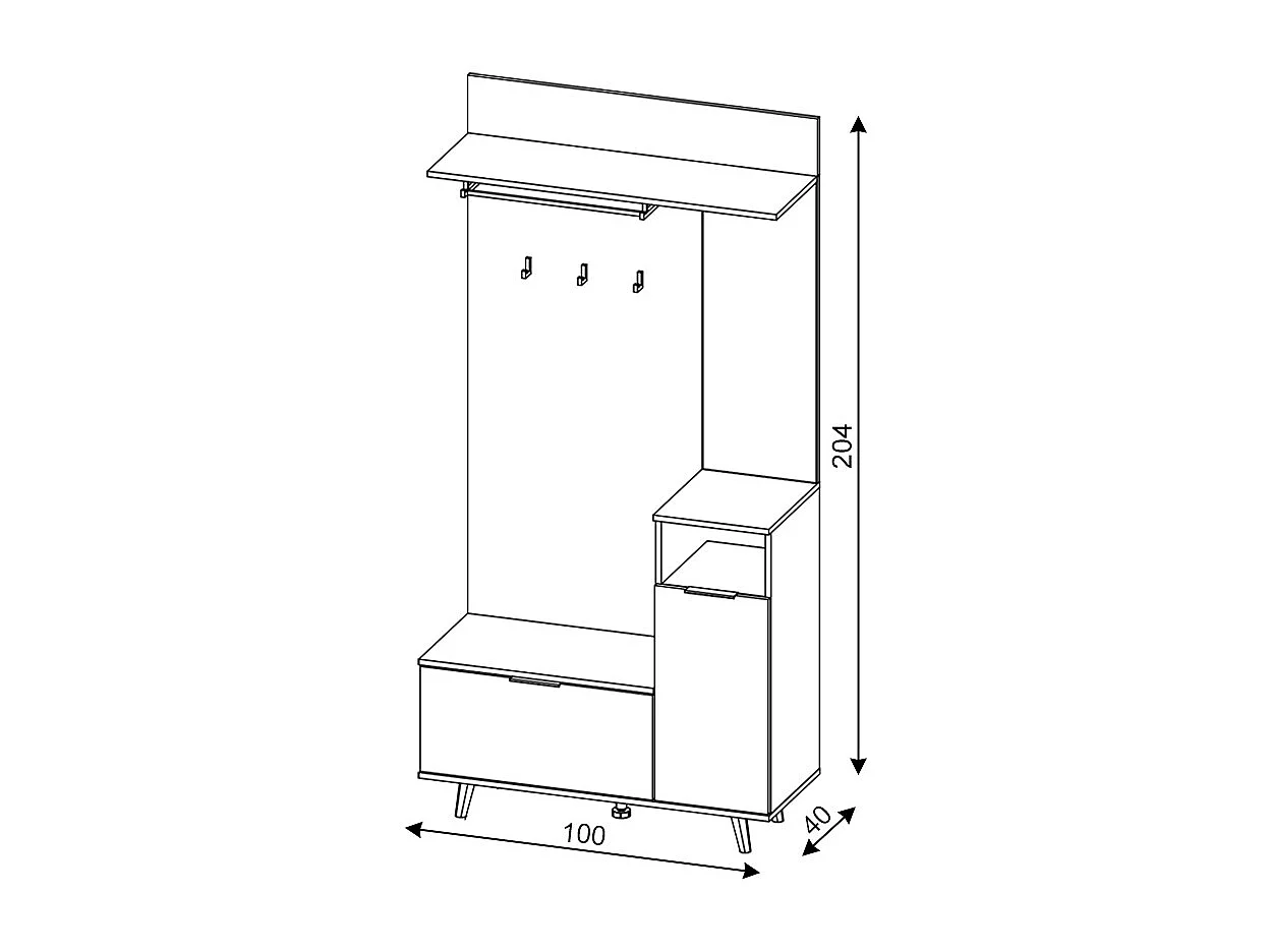 Mueble de entrada Nordic A roble artesanal / blanco 100 cm
