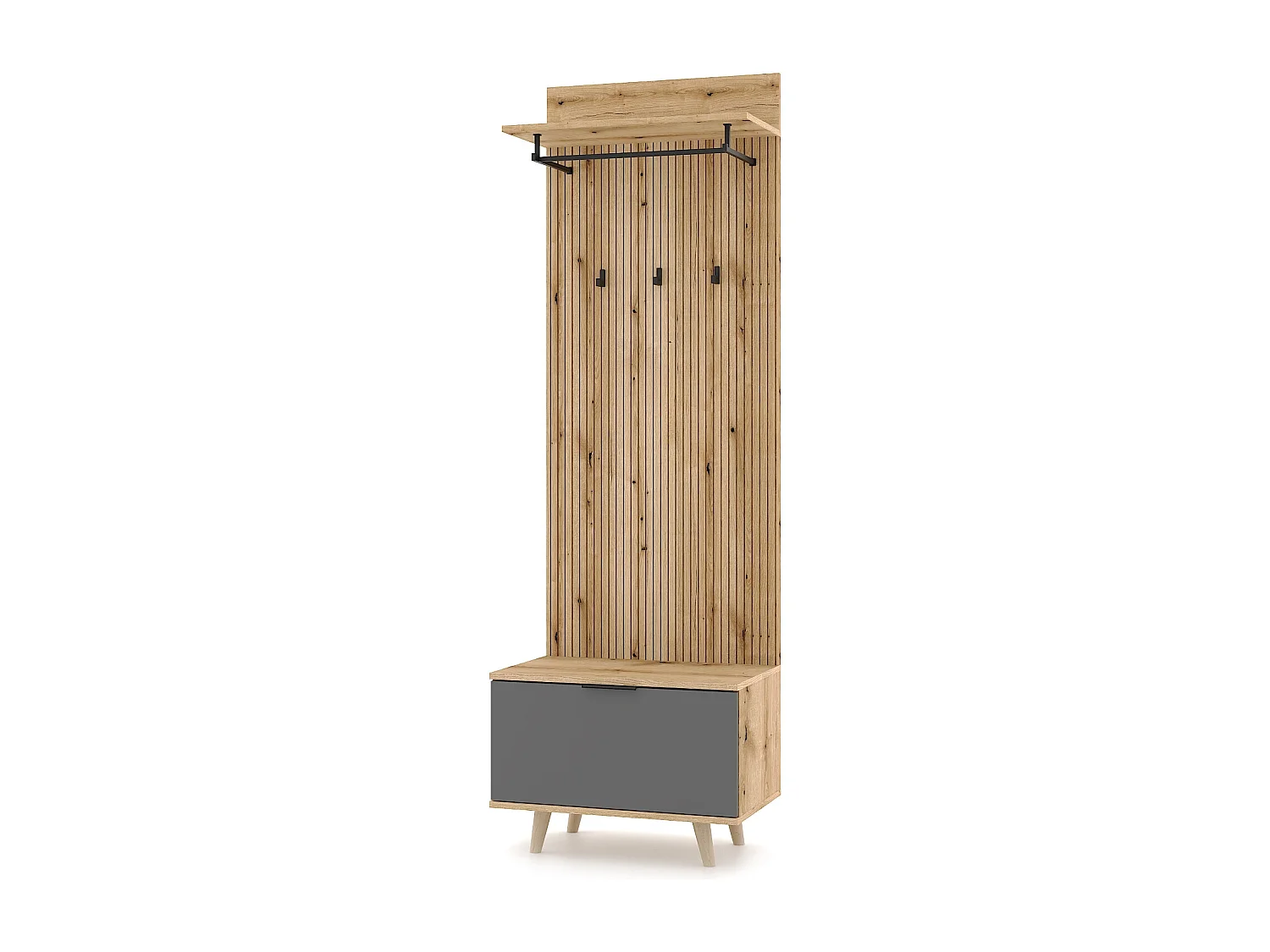 Mueble de entrada Nordic D roble evoke / tabilla / grafito 65 cm