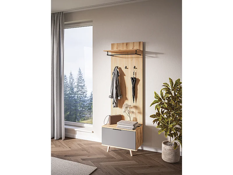 Mueble de entrada Nordic D roble evoke / tabilla / grafito 65 cm