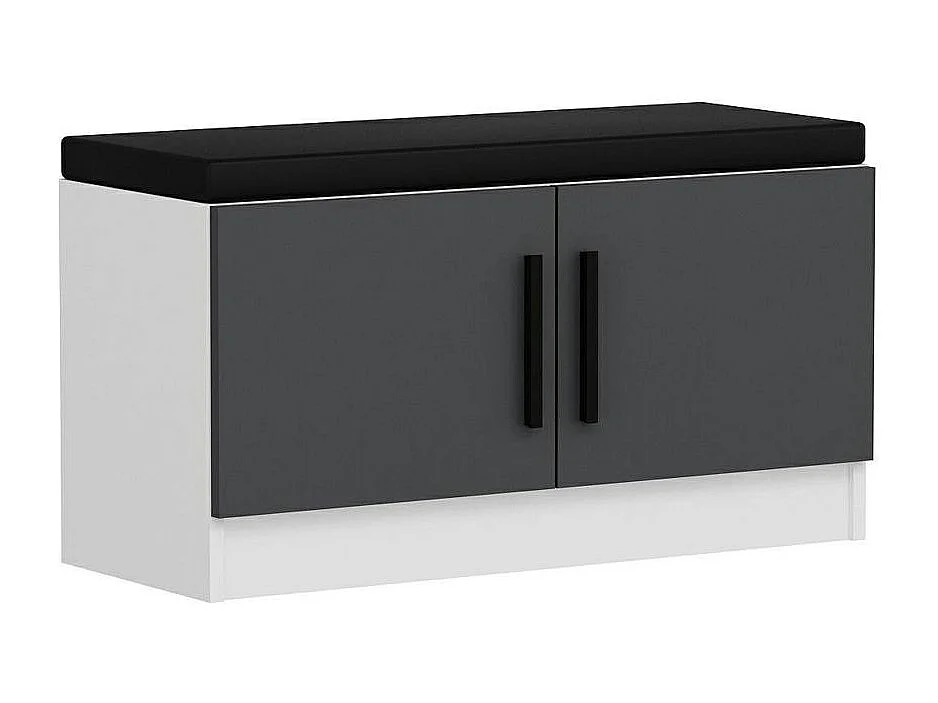 Banc d’entrée avec rangement chaussures 2 portes grises MARFA