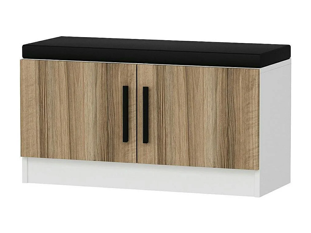 Banc d’entrée avec rangement 2 portes décor bois MARFA