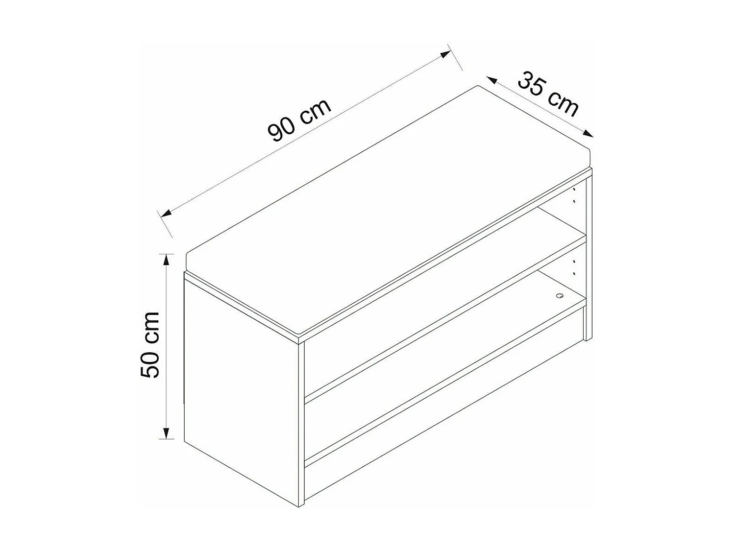 Banc d’entrée avec rangement 2 portes décor bois MARFA