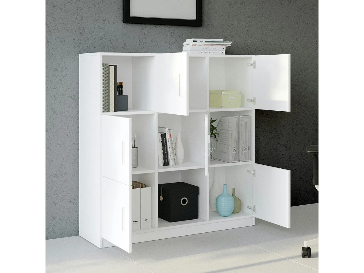 Bibliothèque blanche design damier 9 rangements MARFA