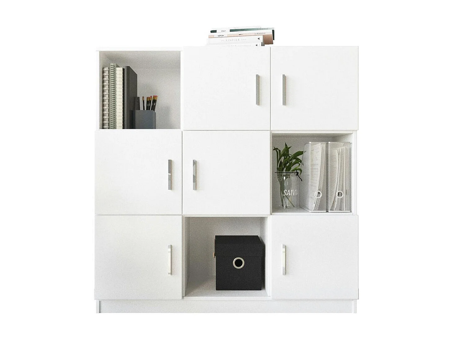 Bibliothèque blanche design damier 9 rangements MARFA