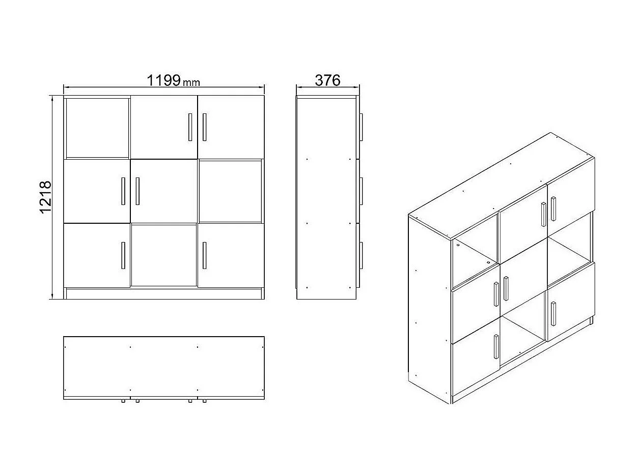 Bibliothèque blanche design damier 9 rangements MARFA