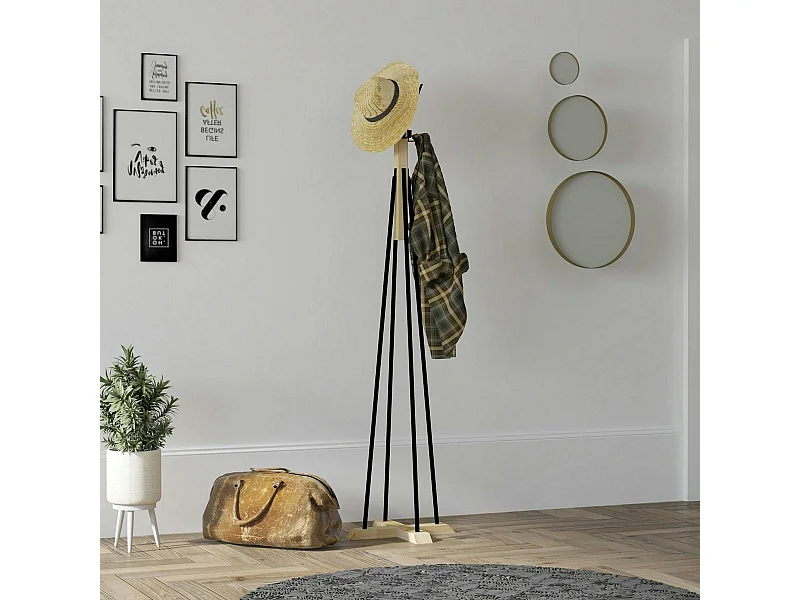Portemanteau sur pied design moderne à 4 patères JENA