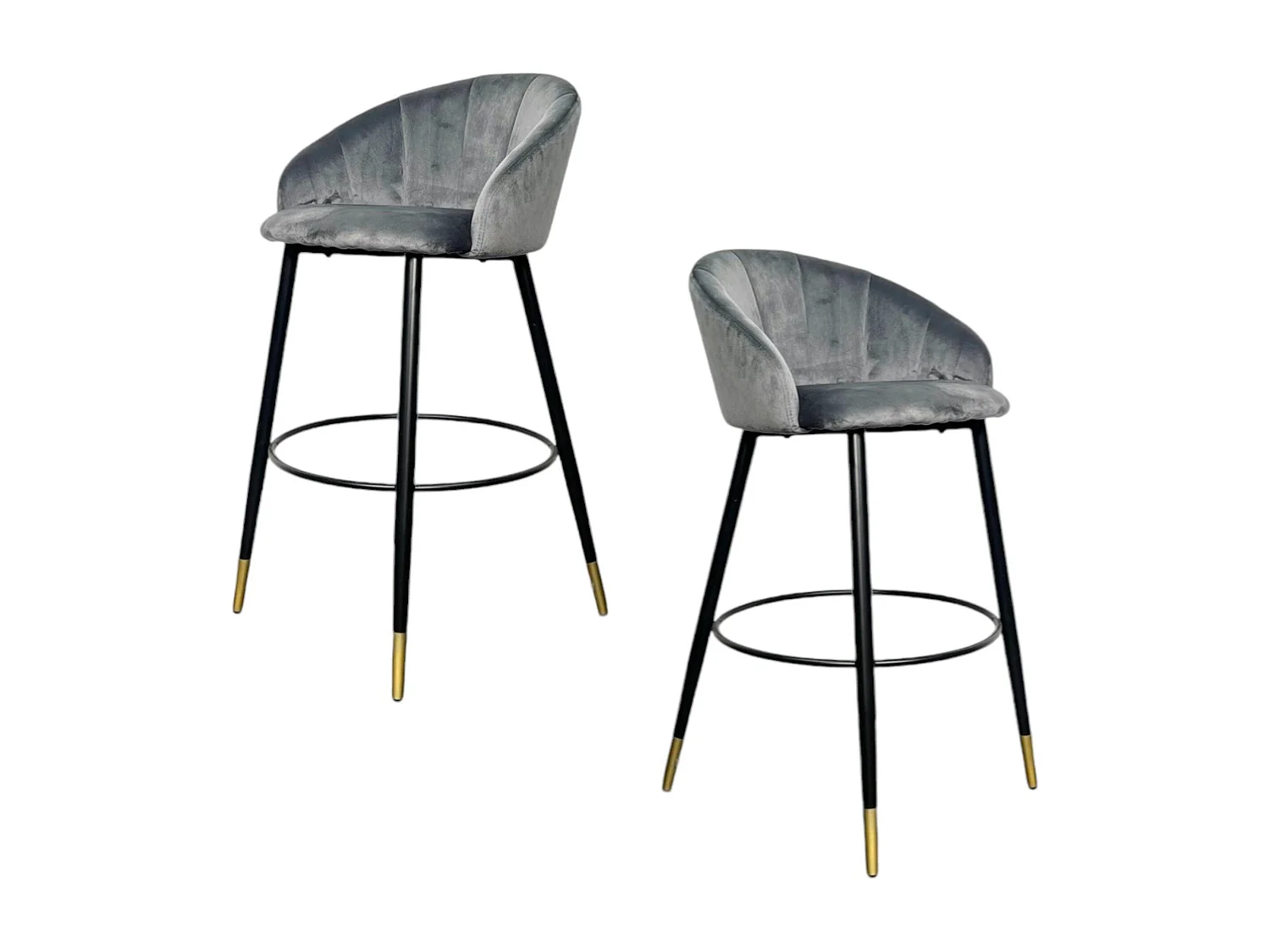 Chaise de bar en velours gris forme coquillage (lot de 2) HAWAI
