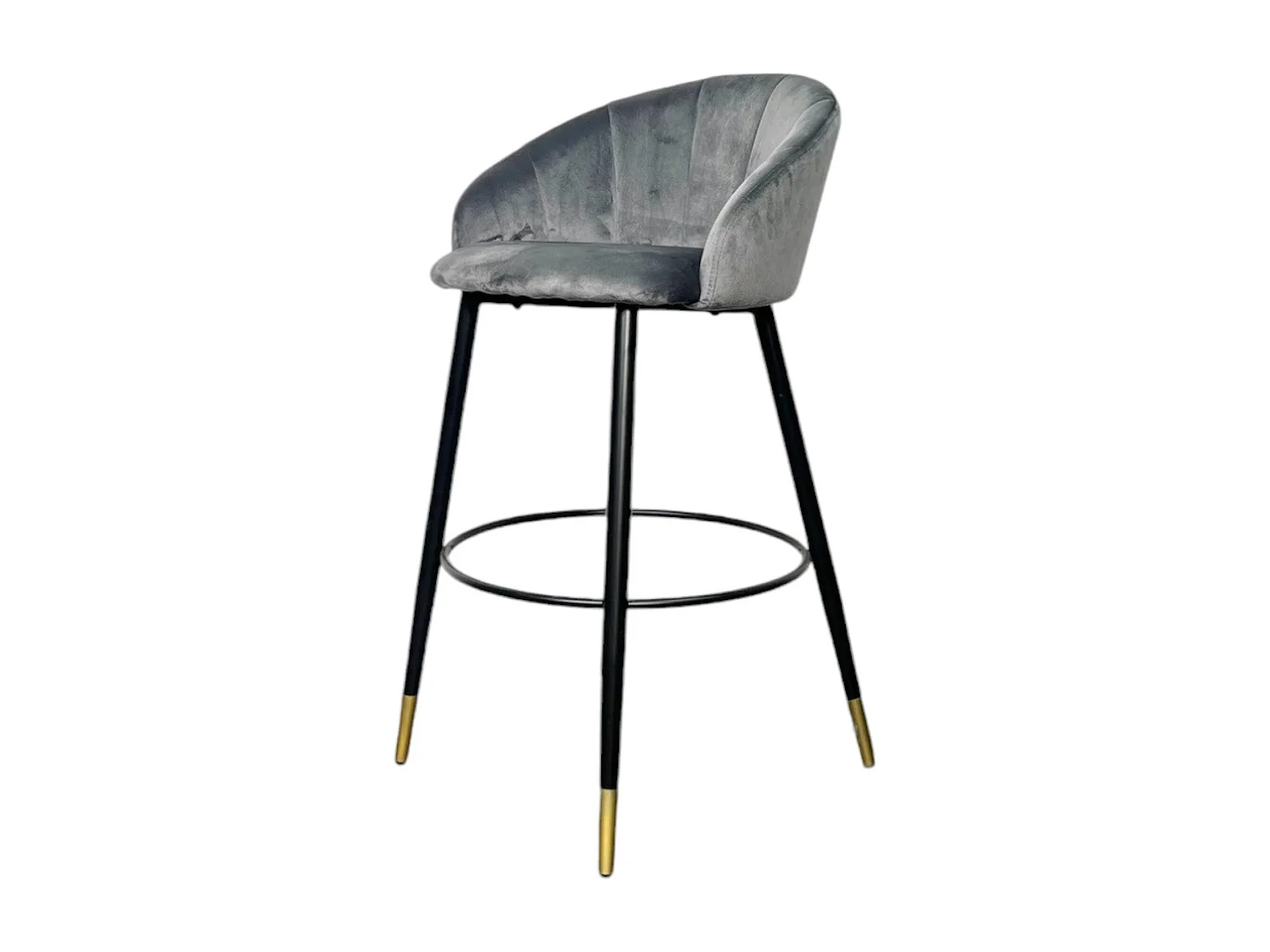 Chaise de bar en velours gris forme coquillage (lot de 2) HAWAI