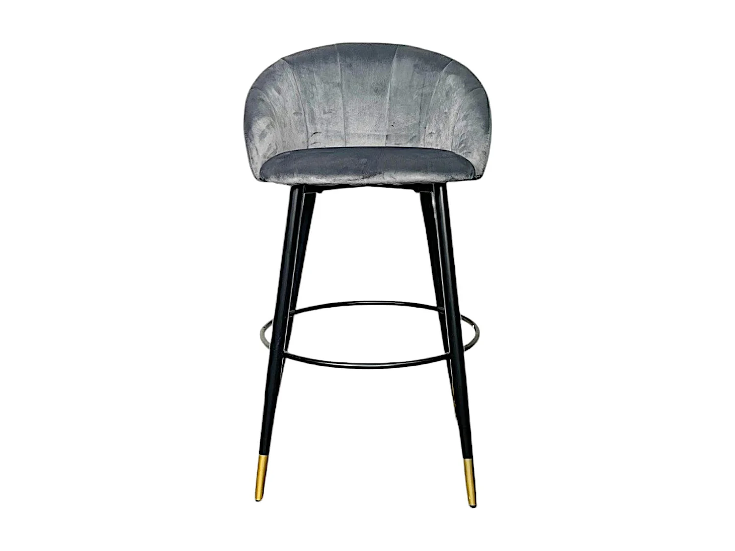 Chaise de bar en velours gris forme coquillage (lot de 2) HAWAI