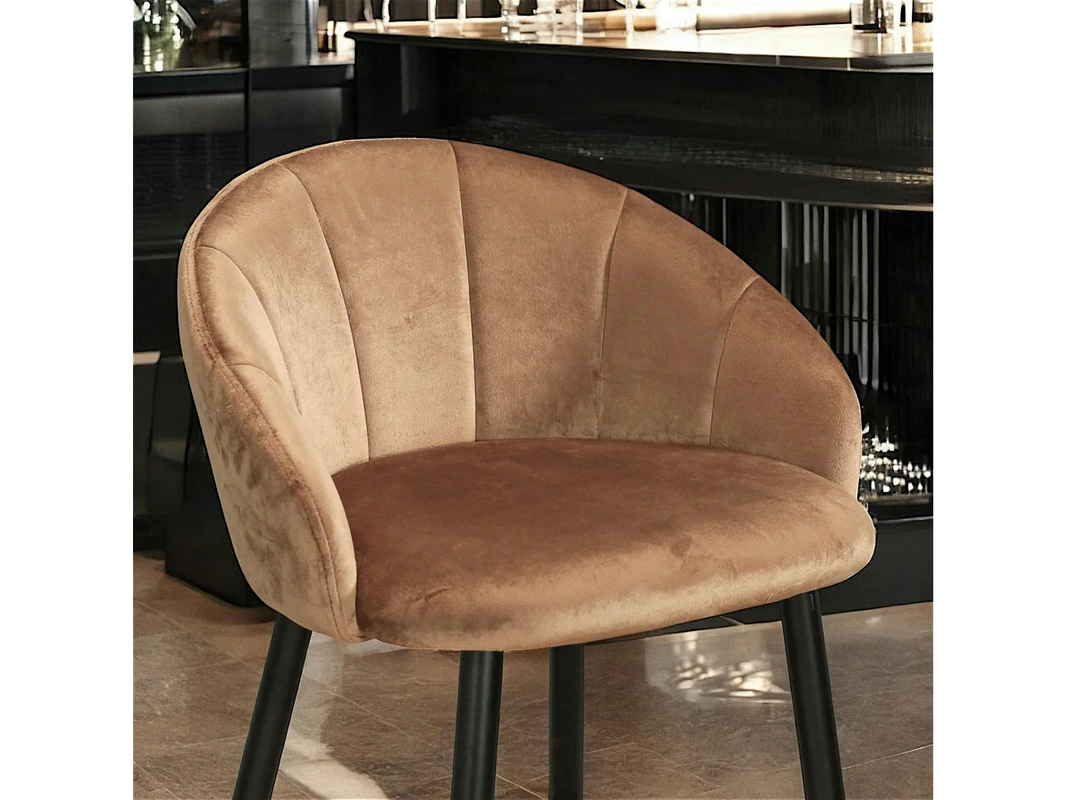 Chaise de bar en velours doré forme coquillage (lot de 2) HAWAI