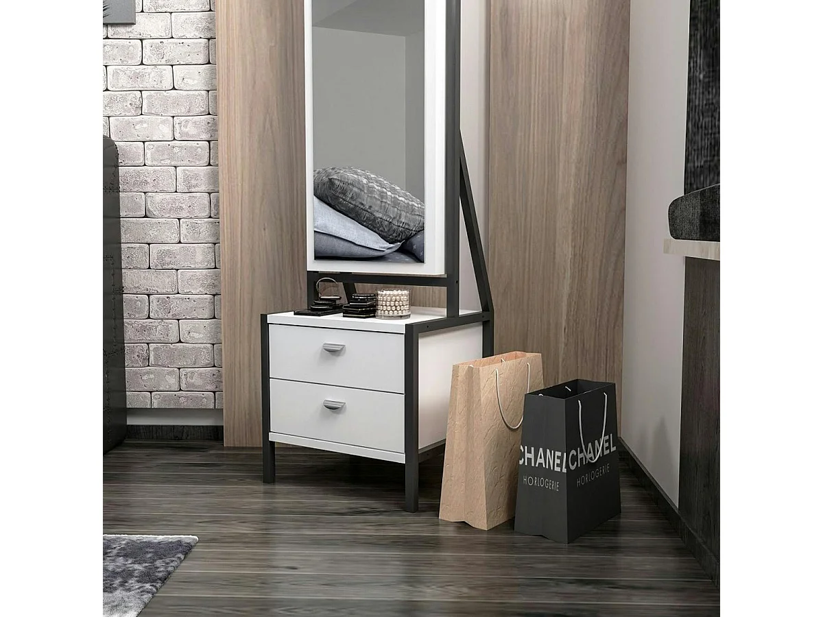 Miroir sur pied avec rangement bijoux maquillage CODY