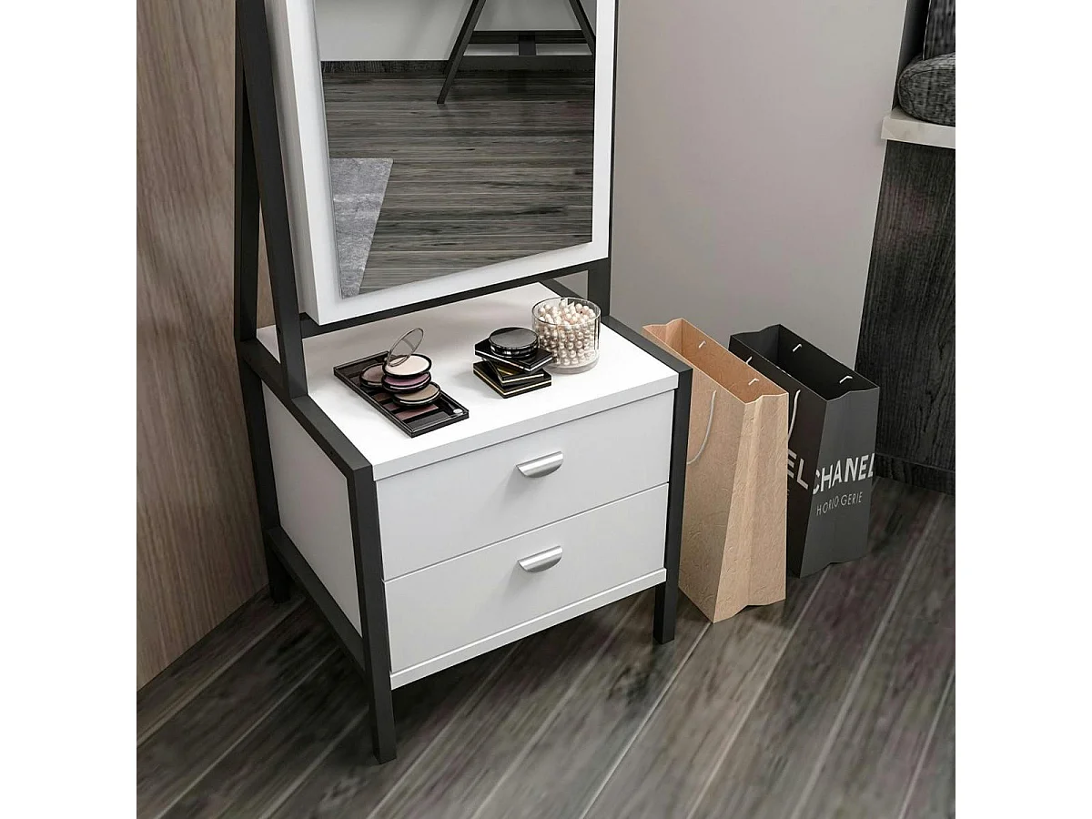 Miroir sur pied avec rangement bijoux maquillage CODY