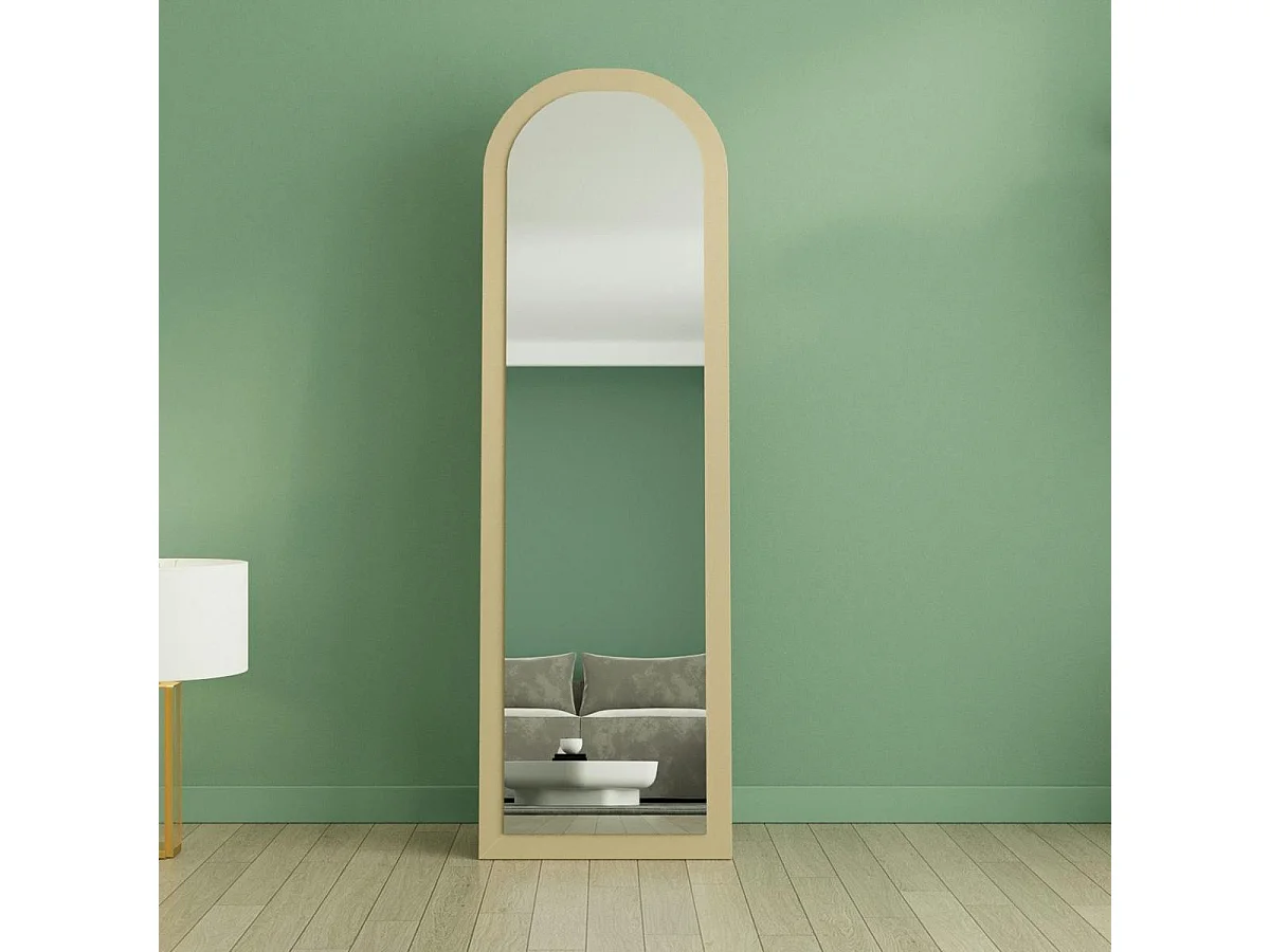 Miroir sur pied ovale avec cadre décor bois 160 cm CODY