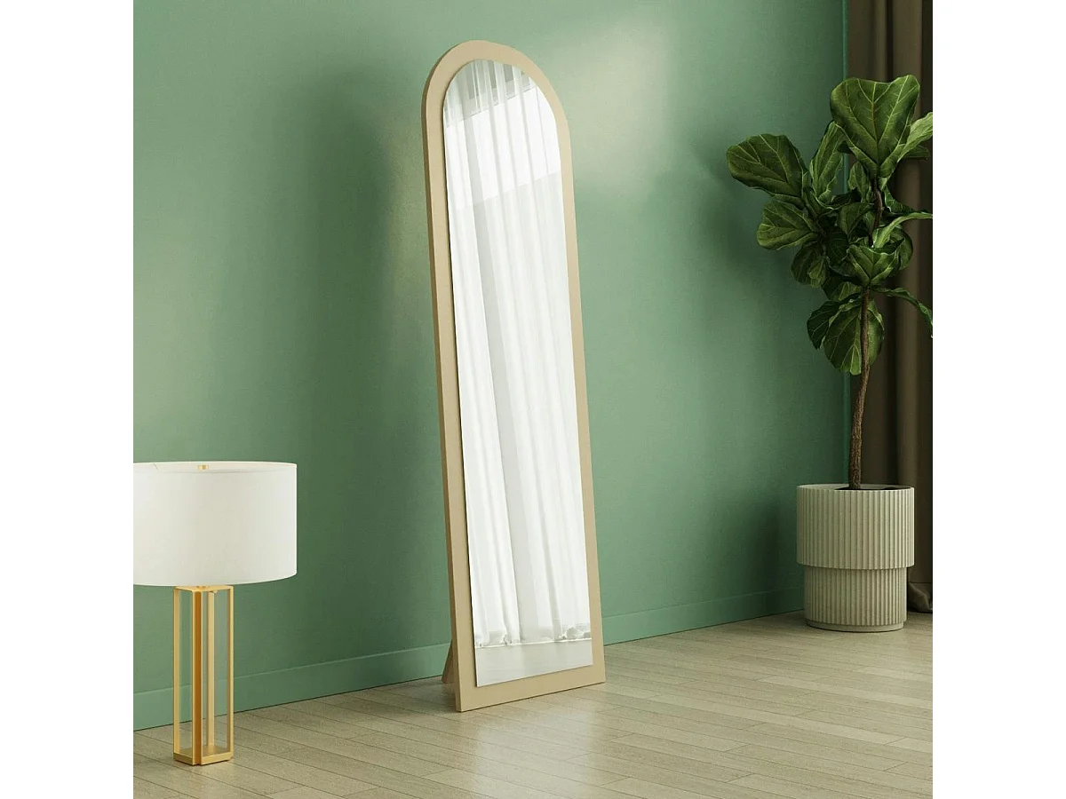 Miroir sur pied ovale avec cadre décor bois 160 cm CODY