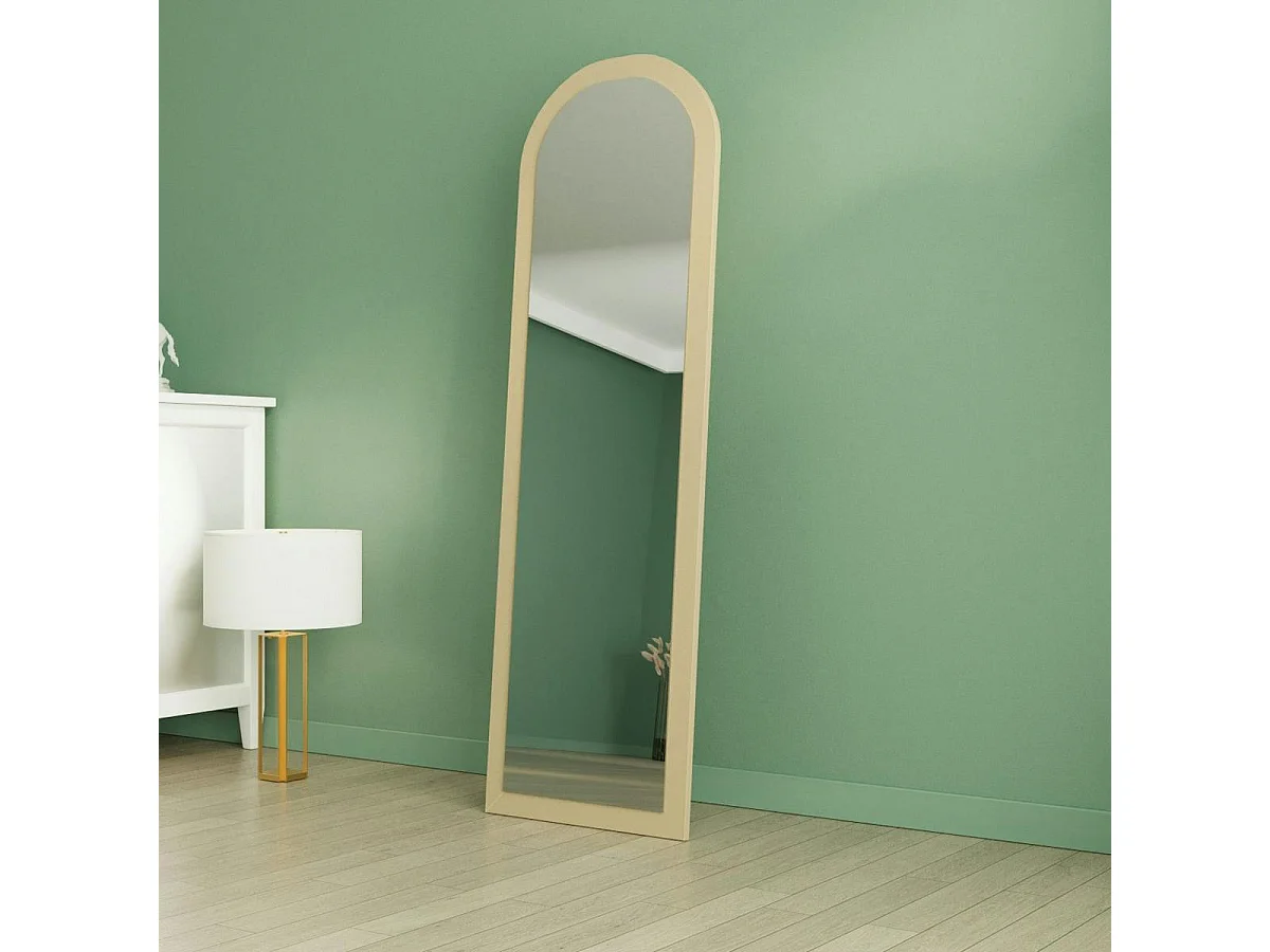 Miroir sur pied ovale avec cadre décor bois 160 cm CODY