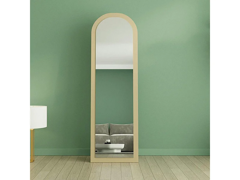 Miroir sur pied ovale avec cadre décor bois 160 cm CODY