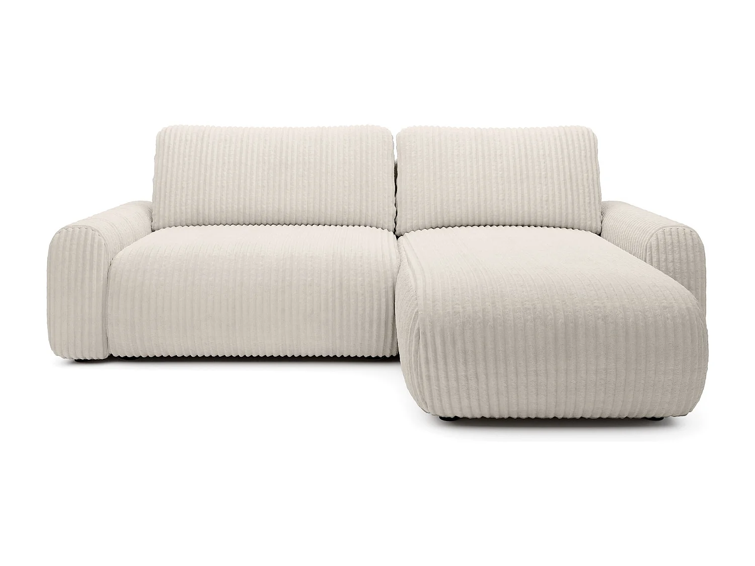 Hoekbank met ribfluweel – slaapfunctie en opbergruimte – Crème – omkeerbaar – LELU