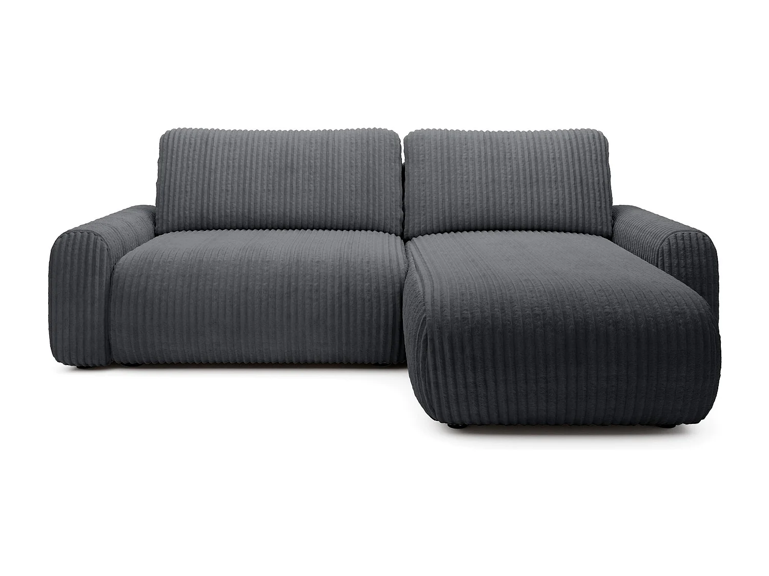Canapé d’angle avec velours côtelé – couchage et coffre – Gris foncé – réversible – LELU