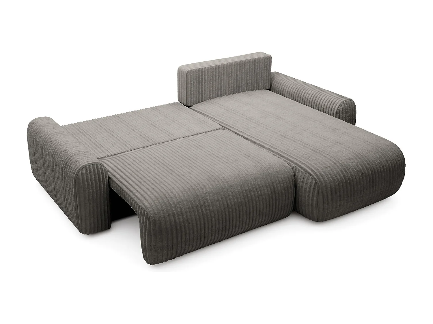 Canapé d’angle avec velours côtelé – couchage et coffre – Beige foncé – réversible – LELU