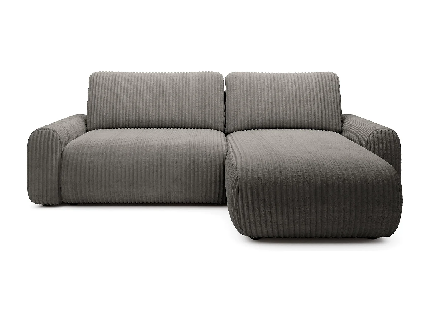 Ecksofa mit Cordbezug – Schlaffunktion und Bettkasten – Dunkelbeige – beidseitig – LELU