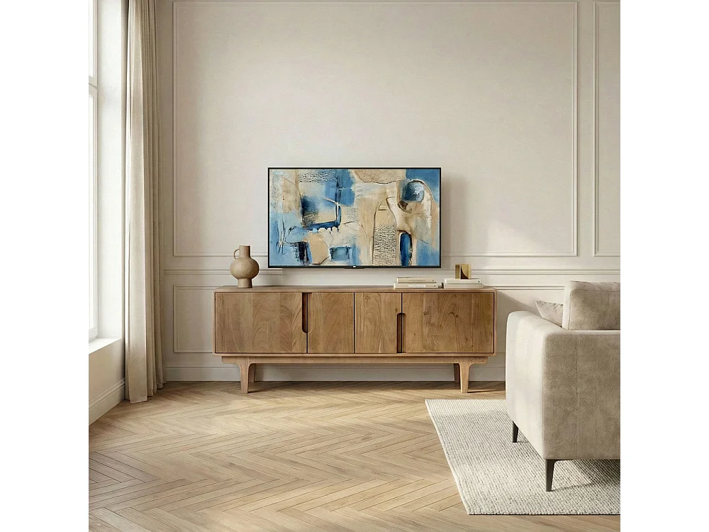 Bogor - Meuble tv 4 portes en bois massif L150cm - Bois foncé