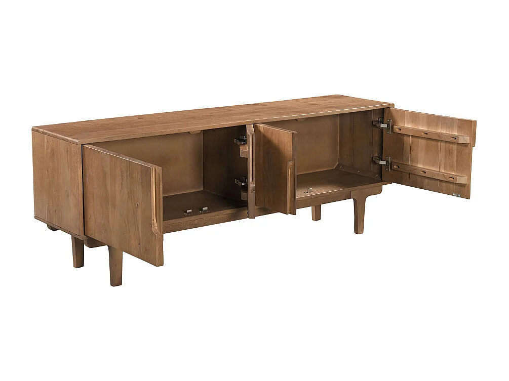 Bogor - Meuble tv 4 portes en bois massif L150cm - Bois foncé