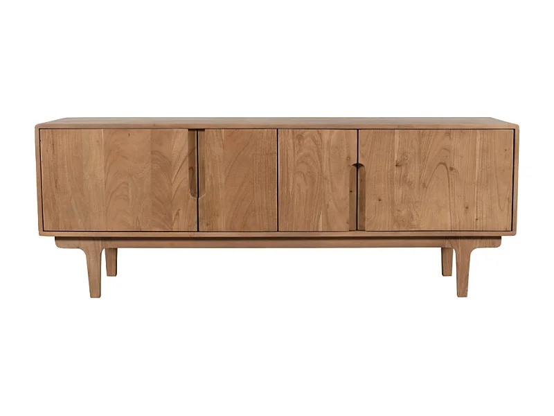 Bogor - Meuble tv 4 portes en bois massif L150cm - Bois foncé