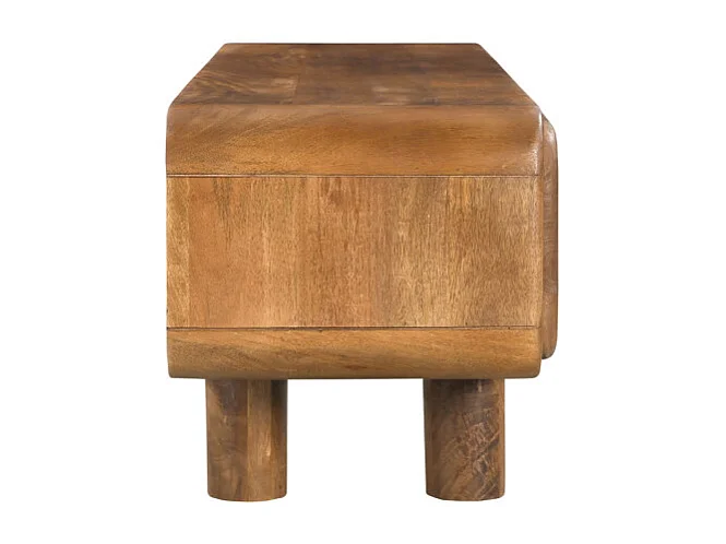 Sira - Meuble tv 2 portes en bois massif L140cm - Bois foncé