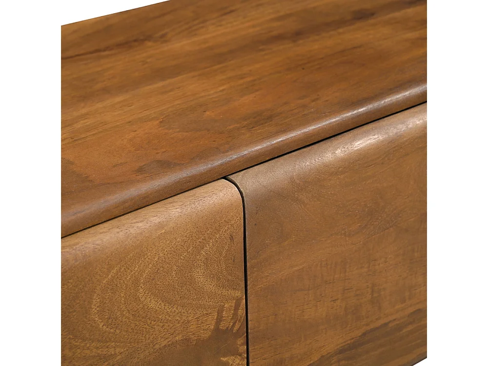 Sira - Meuble tv 2 portes en bois massif L140cm - Bois foncé