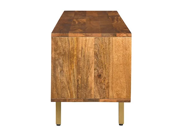 Liro - Meuble TV 2 portes en bois massif et métal L150cm - Bois