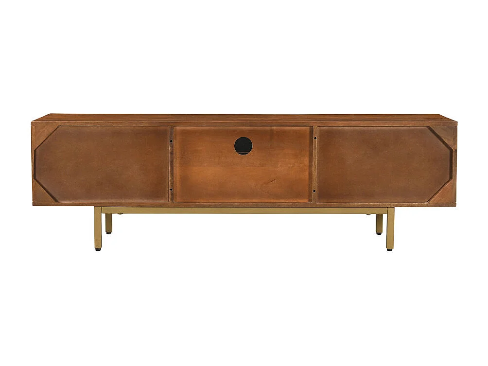 Liro - Meuble TV 2 portes en bois massif et métal L150cm - Bois