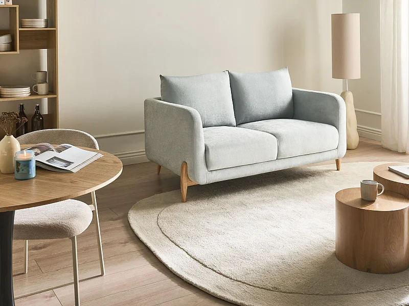 Canapé 2 places GIMO Tissu chenille Bleu clair