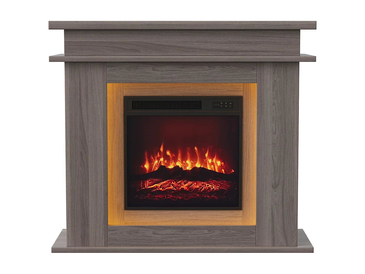 Cheminée électrique - cheminée LED, avec chauffage - effet flamme 3D - minuterie, éclairage d'ambiance LED 20 couleurs et télécommande -couleur chêne